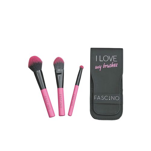 MAKE UP BROCHAS SET X 3 POUCH PINK